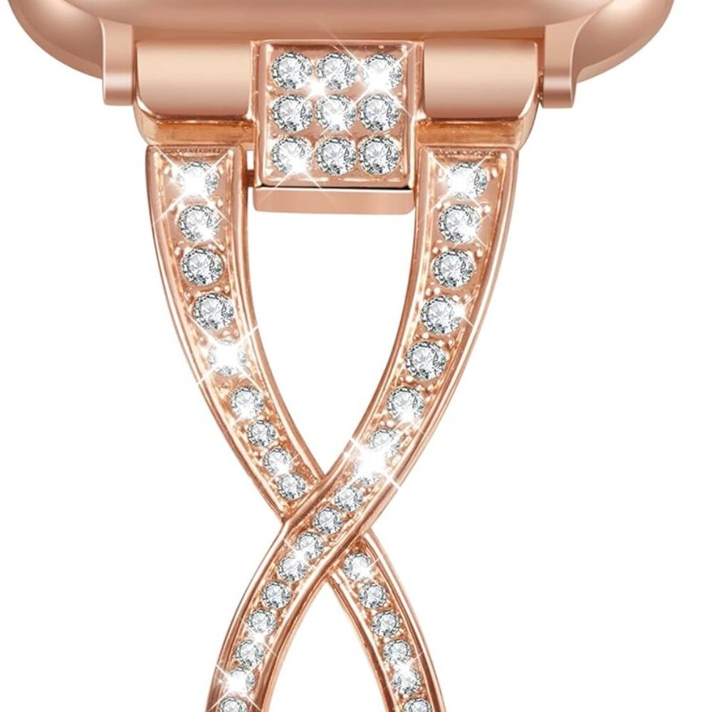 JFDragon Rose Gold Color & Rhinestone Apple Watch Band Adjustable New In Box - Picture 9 of 9